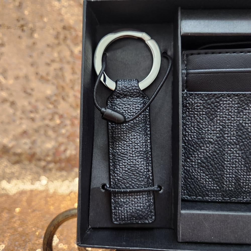 Michael Kors Black Logo Card Holder And Key Fob Set - Picture 3 of 4
